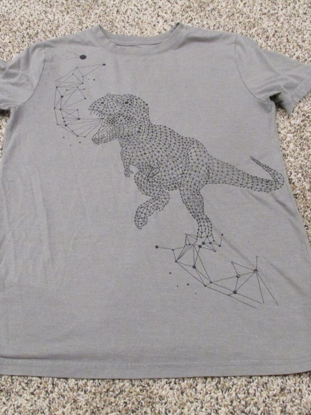 Cat & Jack  Pullover T Shirt Youth Boys Large 12/14‎ Gray Dinosaur Short Sleeve
